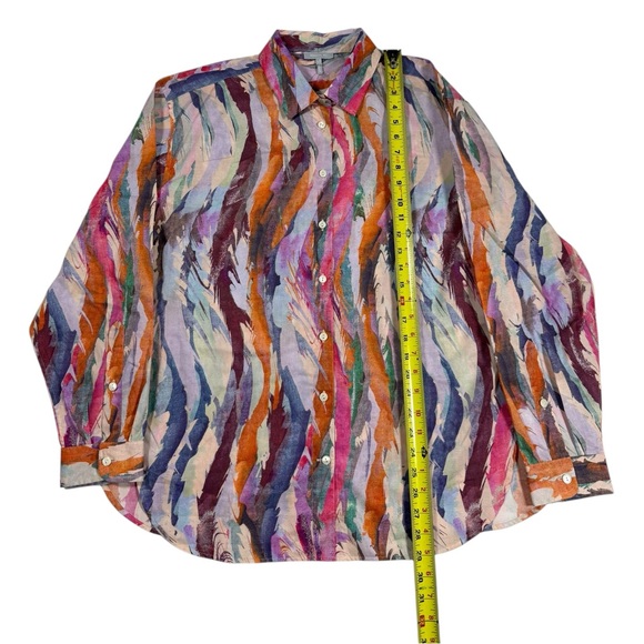 Hinson Wu Halsey Long Sleeve XL Artsy Brushstroke Print Button Front Cotton NWT - Picture 3 of 10